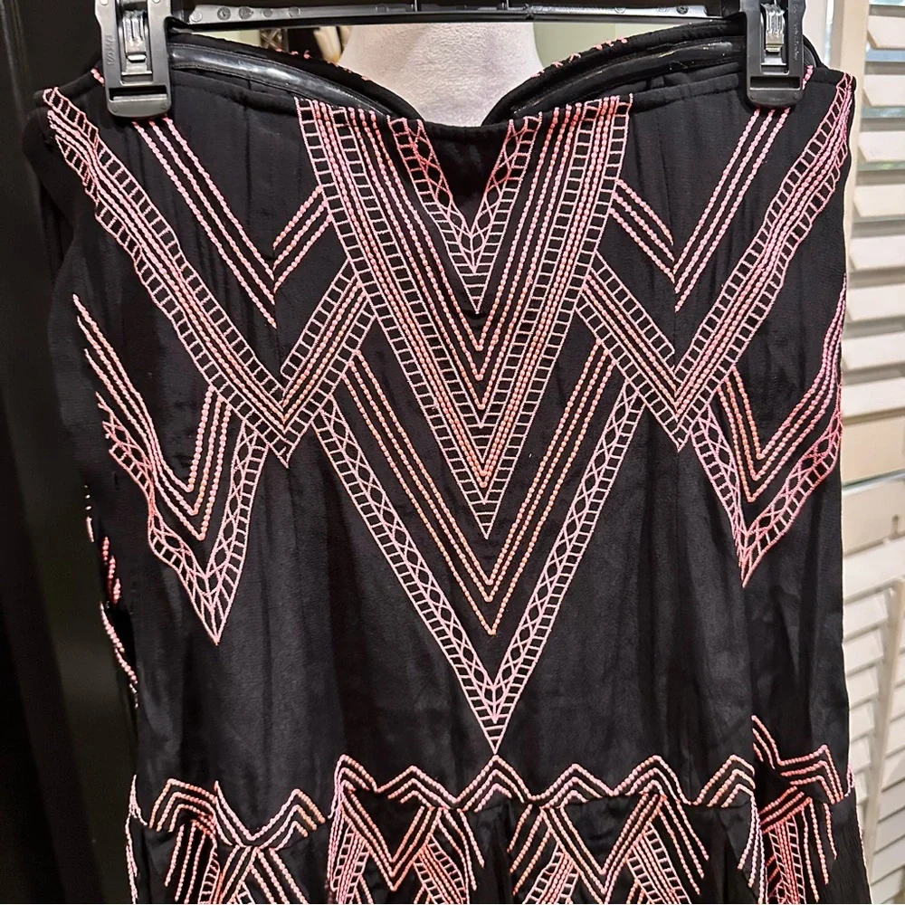 Free People Radiating Angles Black Strapless Dress Size 4